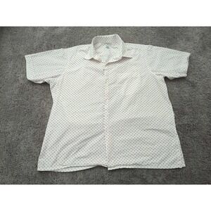 Maus & Hoffman Button Up Shirt Mens XXL White Polka‎ Dot Preppy Casual